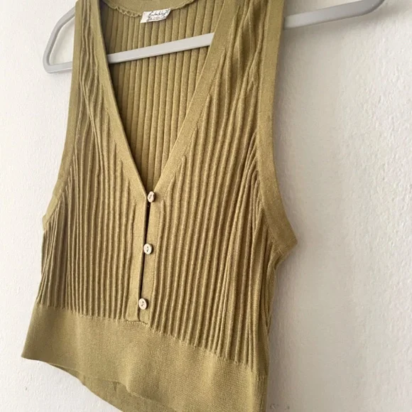 Free People Seascape Sweater Vest tank green Size M - Picture 6 of 11